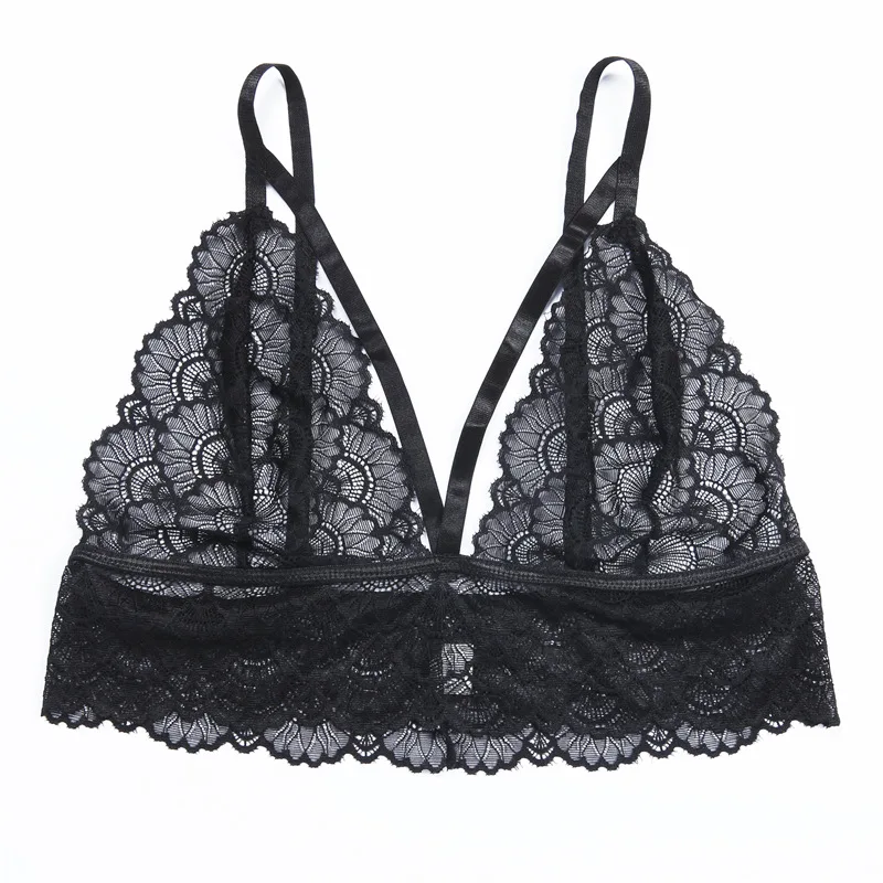 Летний черный кружевной бюстгальтер-Бралетт 2020 сексуальный прозрачный топ-майка