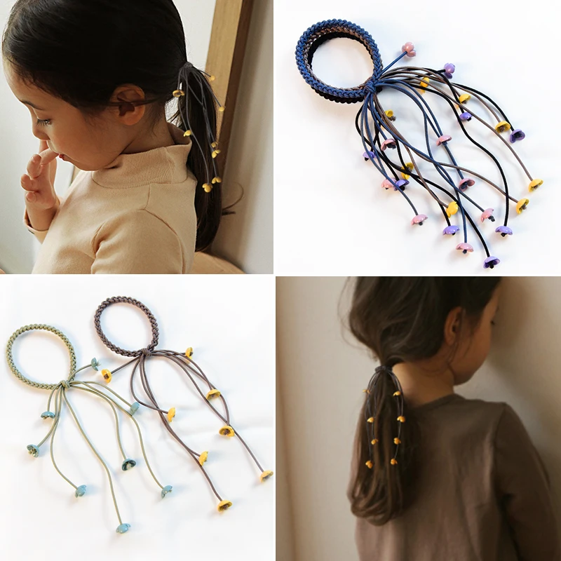4 шт. корейские веревки для волос ручной работы резинка милые волосы три нити