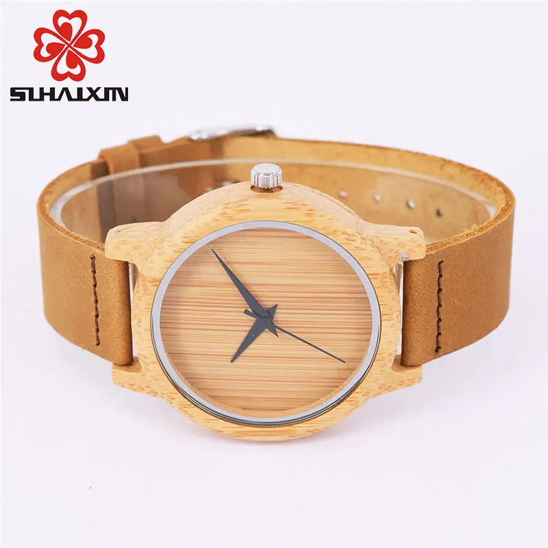 SIHAIXIN Bamboo Wood Casual Watches Women Wooden Clock For Men Genuine Leather Band Luxury Fashion Quartz Wristwatch Male Dress | Наручные