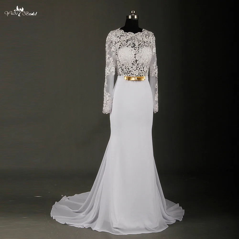 Шифоновое свадебное платье с длинным рукавом сексуальное женское открытой