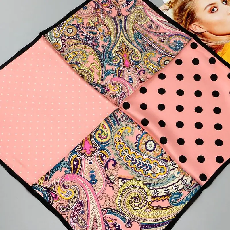 Женский квадратный шелковый шарф hanшарф в горошек Саржевые шарфы из 100% шелка с