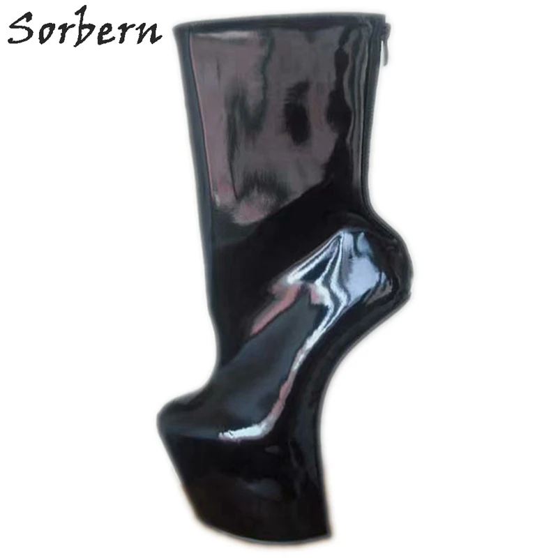 Женские ботильоны на платформе Sorbern Черные из натуральной кожи молнии
