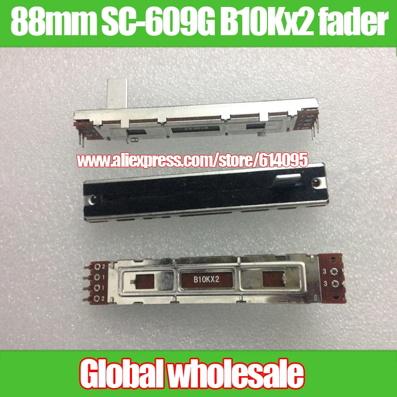 4 шт. 88 мм SC-609G прямое скольжение потенциометр B10K/ручка с двойным фейдером длиной 15