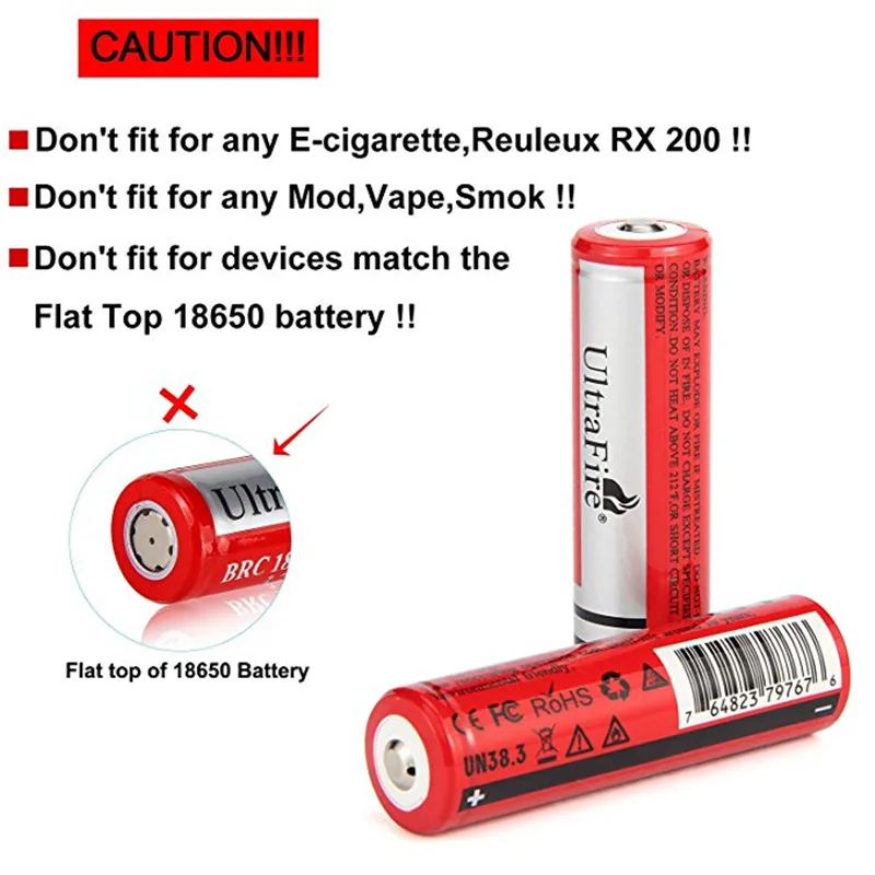 2 шт./набор trstfire 18650 батареи 3,7 V icr18650 2600 mAh литий-ионная аккумуляторная батарея для фонарика