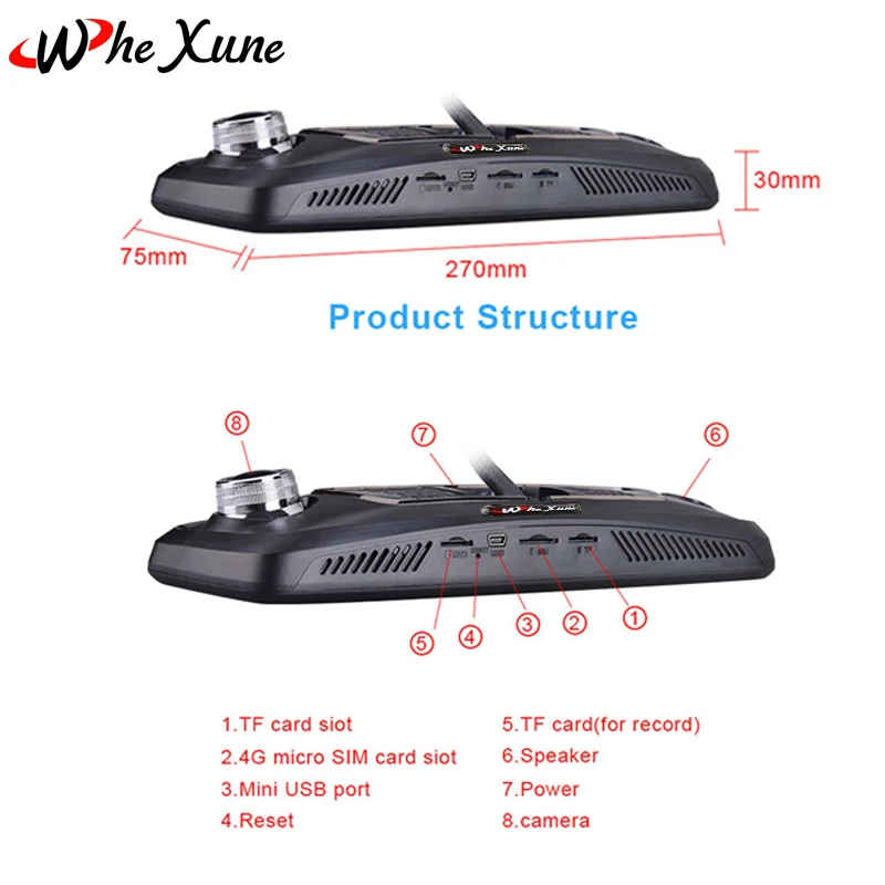 Whexune 10 &quotсенсорный Android 4 г специальное зеркало Видеорегистраторы для