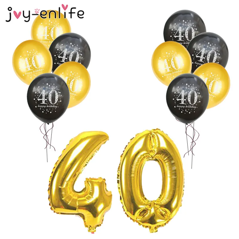 Шар для дня рождения 30 конфетти 40 50 60 лет украшение номер золотой и черный шар