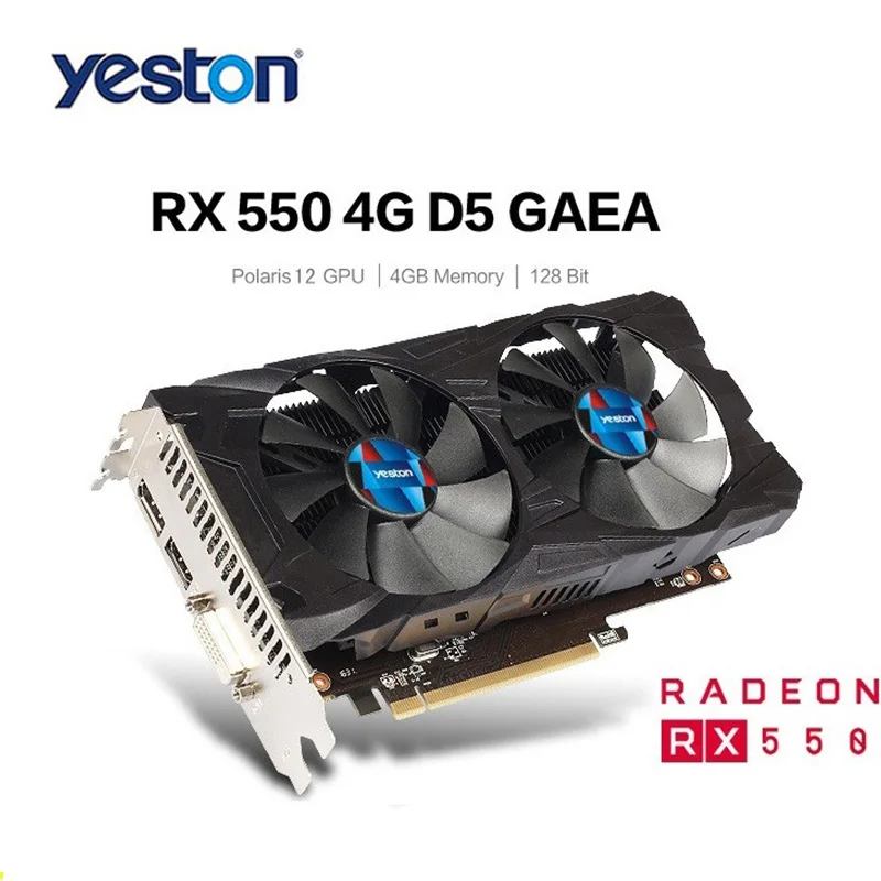 Yeston RX 550 4 г GDDR5 128bit игровой настольный компьютер PC Видео Графика карты с Двойной