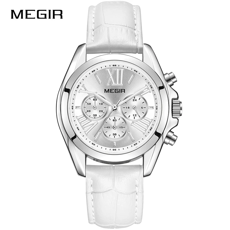 White MEGIR Роскошные брендовые кварцевые женские часы, модные спортивные женские часы, часы с хронографом, наручные часы Relogio Feminino - Цвет: White