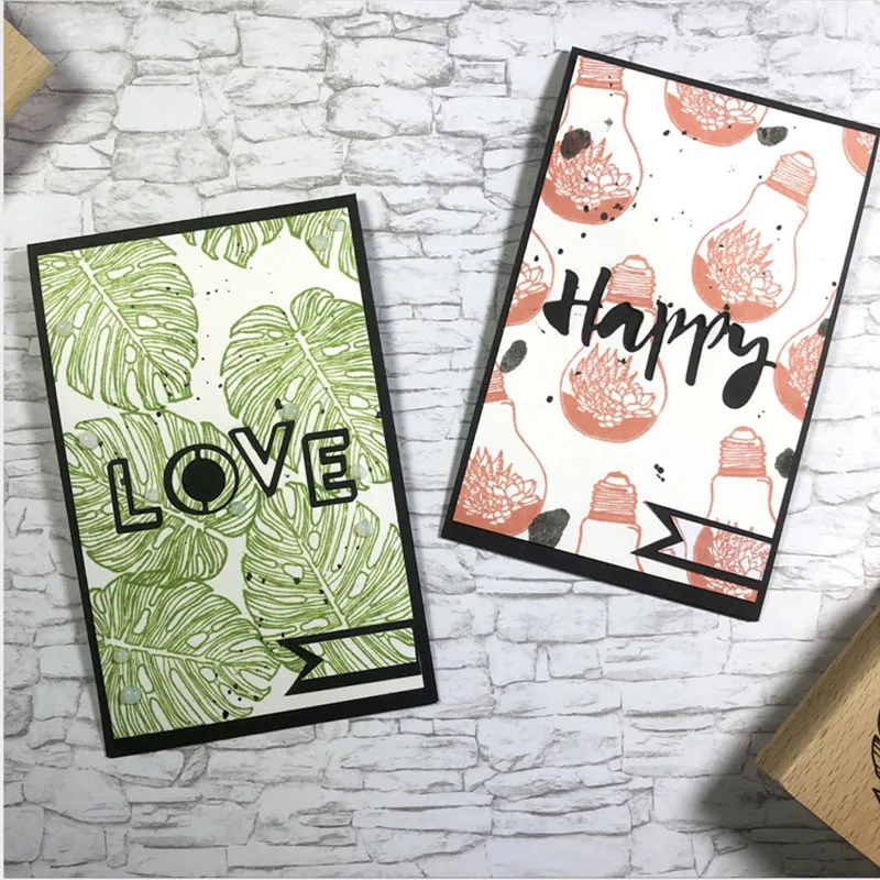 Металлические Вырубные штампы с надписью HAPPY LOVE YOU для изготовления открыток