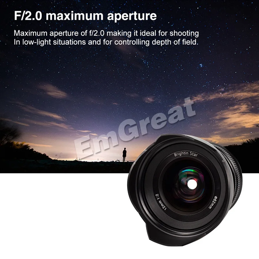 Brightin Star 12 мм F2.0 ультра-широкоугольный объектив с ручной фокусировкой для sony E-mount/для Fuji/M4/3 mount беззеркальных камер