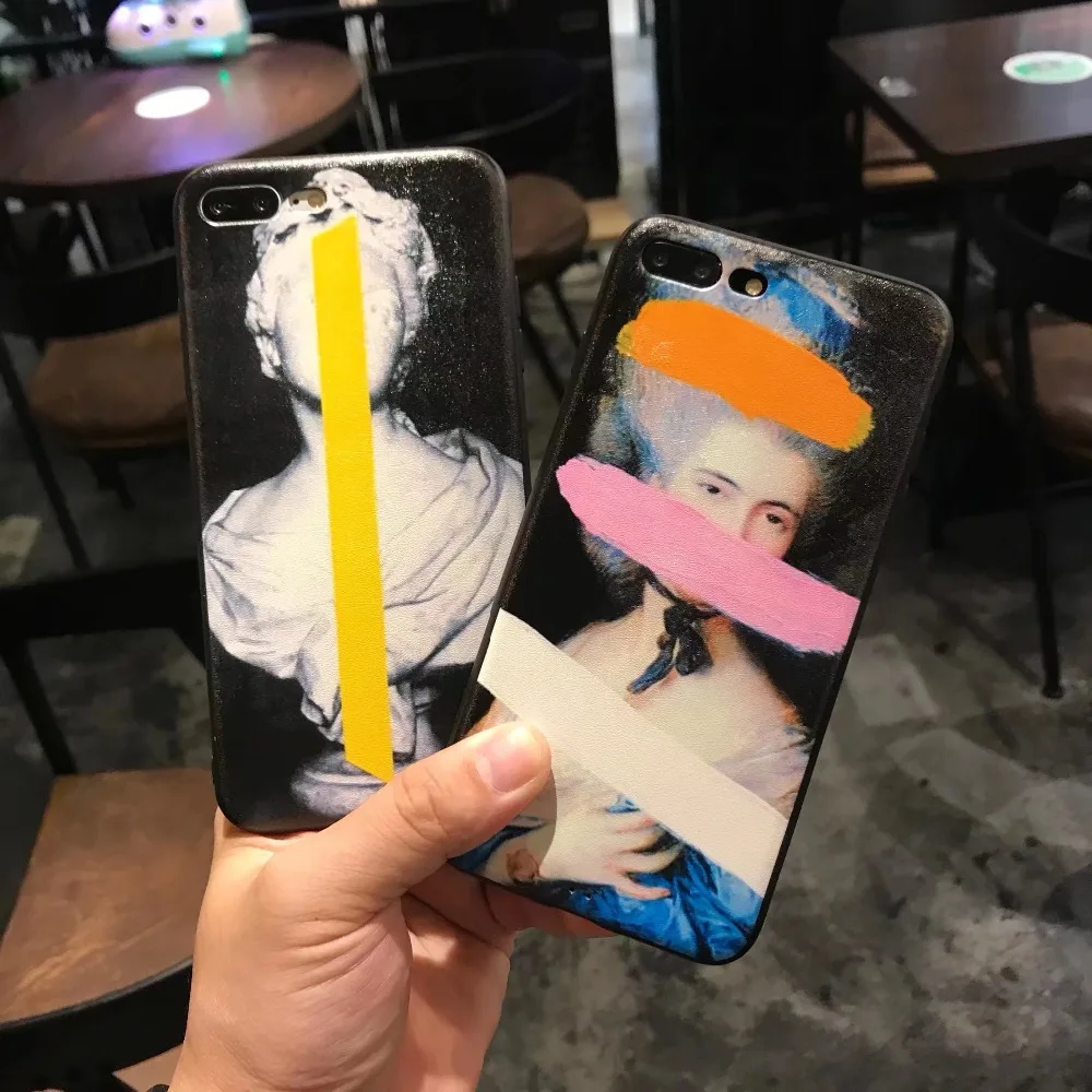 ORYKSZ For iPhone X Case Fashion Oil Painting Patterned Phone Cover 6 6s 7 8 plus Anti knock Cases |
