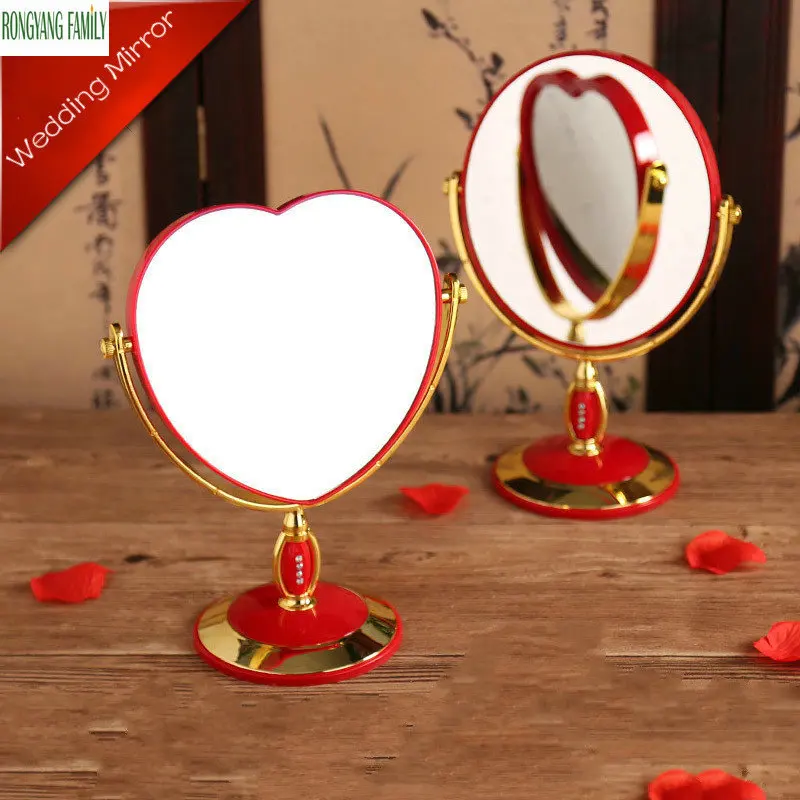 Зеркало для домашнего макияжа Красное овальное круглое женское зеркало