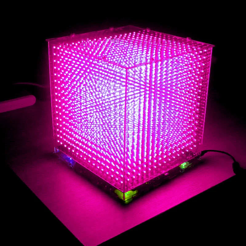 Zirrfa мини светильник cubeeds светодиодный музыкальный спектр, 3D 16 16x16x16 электронный diy комплект, светодиодный дисплей части, рождественский подарок, для TF карты