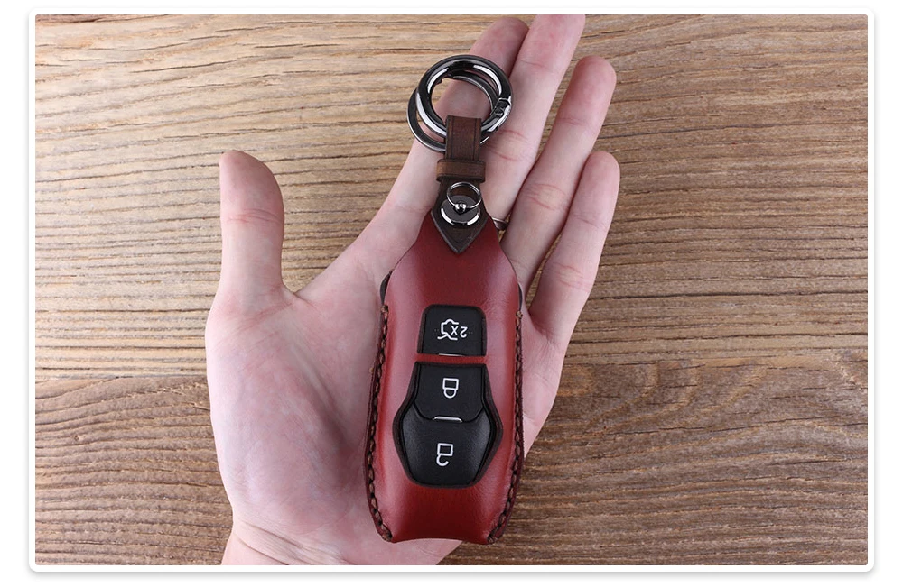 KEYYOU 3 кнопки дистанционного кожаный ключ оболочки сумка для Ford Mondeo Fusion брелок для ключей автомобиля чехол брелок крышка