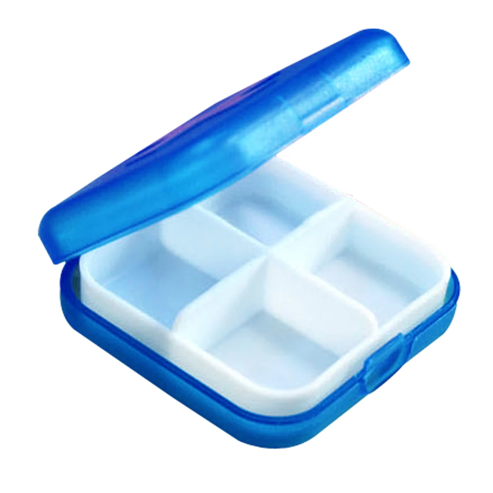 

New 4 Slot Health Medicine Case Portable Organizer Blue -43