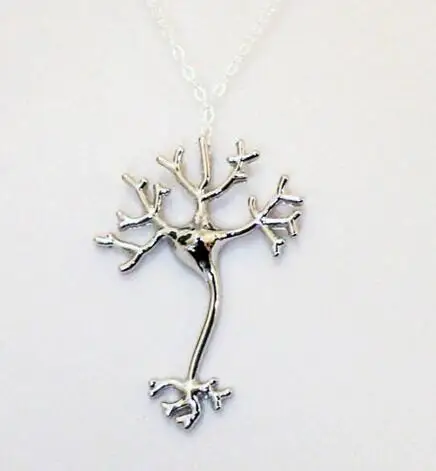 3D печатные серебряные нейроны Подвески носимые нервные клетки ожерелья подвески