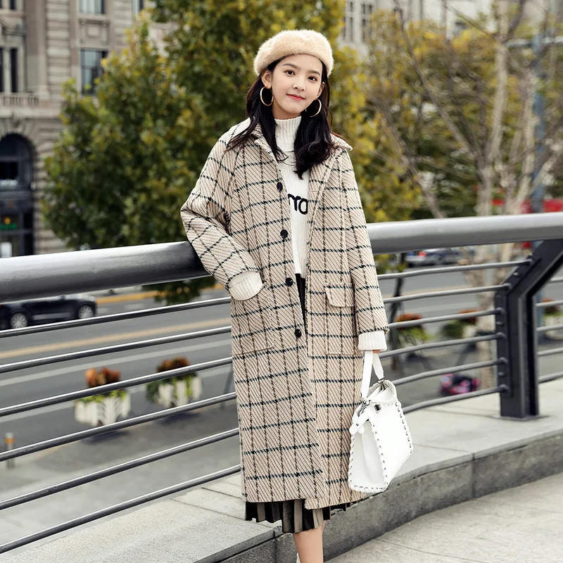 Длинная новая шерстяная куртка Элегантные Кашемировые топы для женщин размера