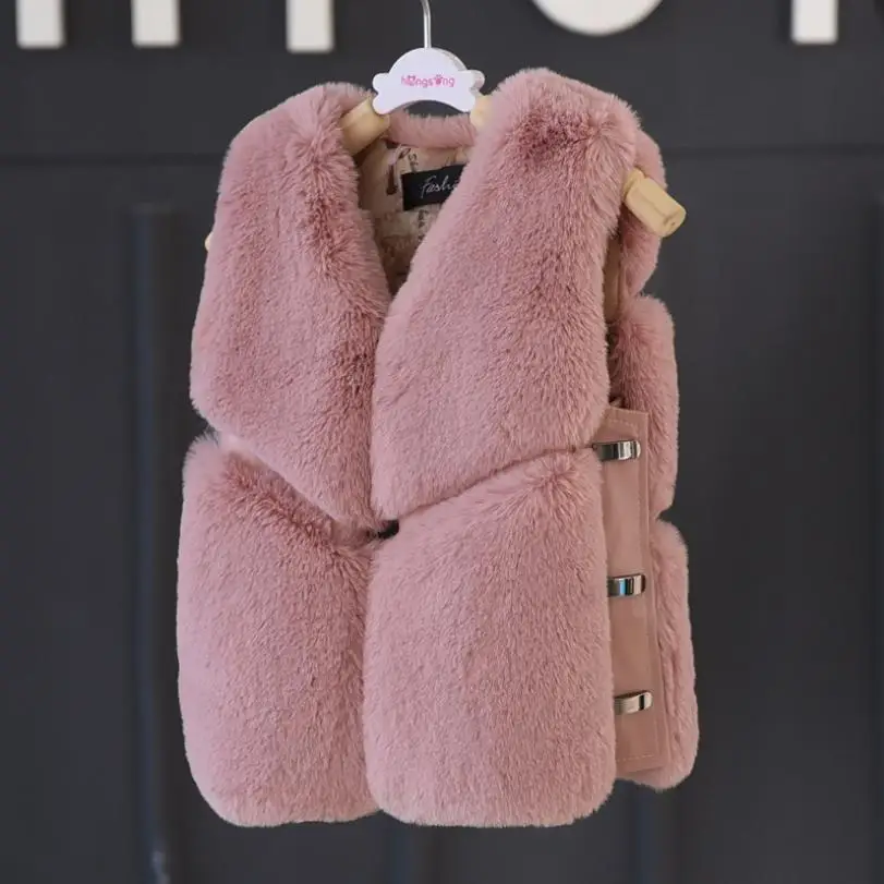 Новинка 2019 детский зимний меховой жилет пальто для маленьких девочек теплая