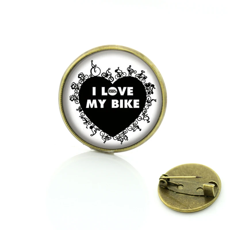 

JWEIJIAO cute lovely I Love Cycling brooches high quality retro bronze plated bicycle bike sports men women badge pins SP421