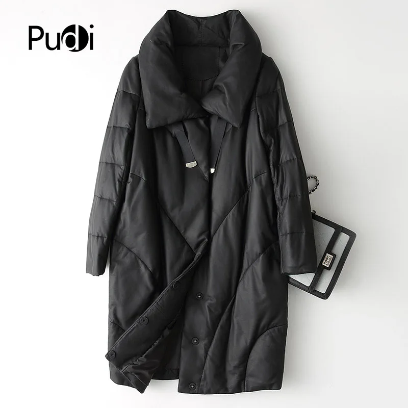 PUDI A28406 женская зимняя теплая куртка из натуральной овечьей кожи, женское длинное пальто из натуральной шерсти, куртка, пальто