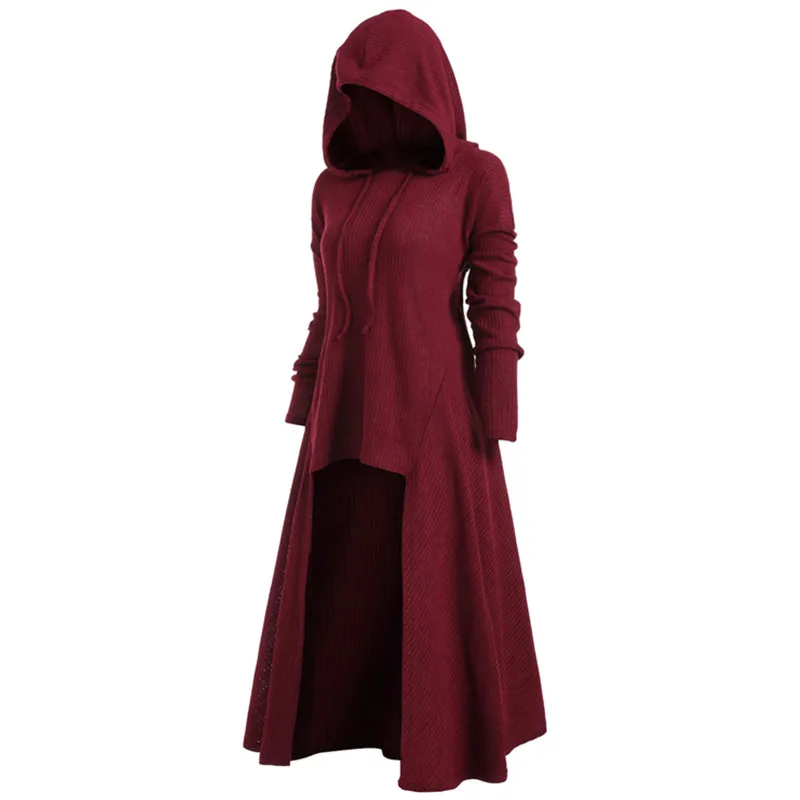 Plus Size High Low Hooded Ribbed Sweater Spring Long Sleeve Drawstring Sweaters Hooded Dresses Pregnant Women Pullovers