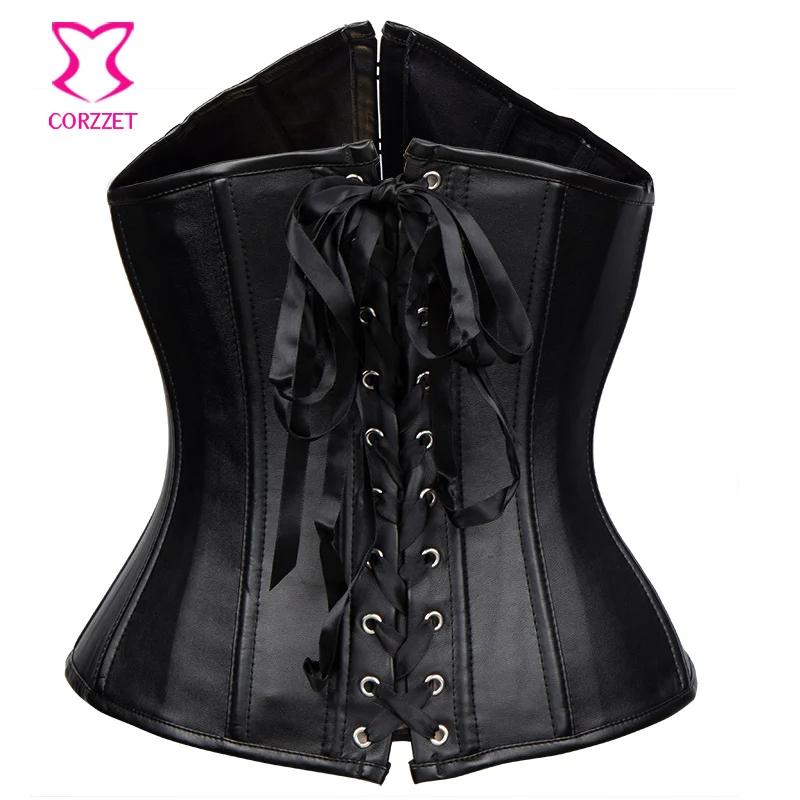 Женский корсет черный кожаный в стиле стимпанк|corsets and bustiers|sexy corsetsteampunk korsett |