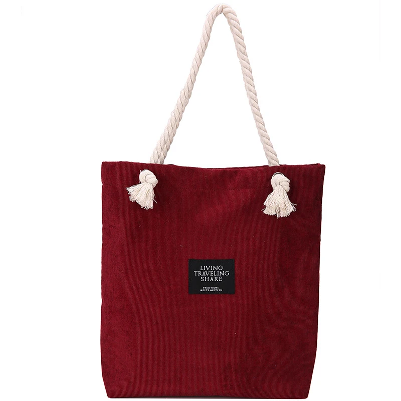 

Women Corduroy Shoulder Bags Female Artsy Handbags 2019 New Tote Ladies Canvas Messenger Corssbody Bag Shopping Bag For Girls