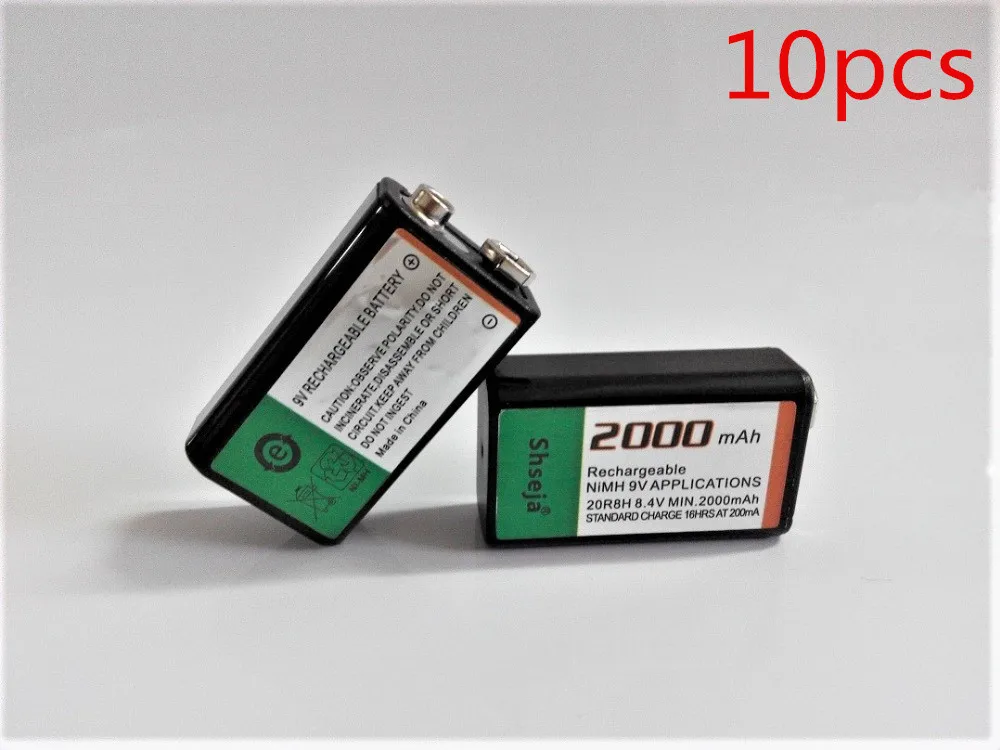10 шт./лот SHSEJA 2000mAh 9V аккумуляторная батарея NiMH для металлоискателя Инструменты