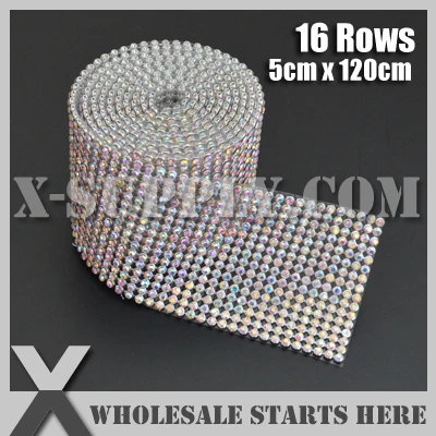 

16 Rows Rhinestone Banding Trim,Crystal AB(Rainbow) Color Rhinestones For Bridal Dress,Cake and Wine Standing