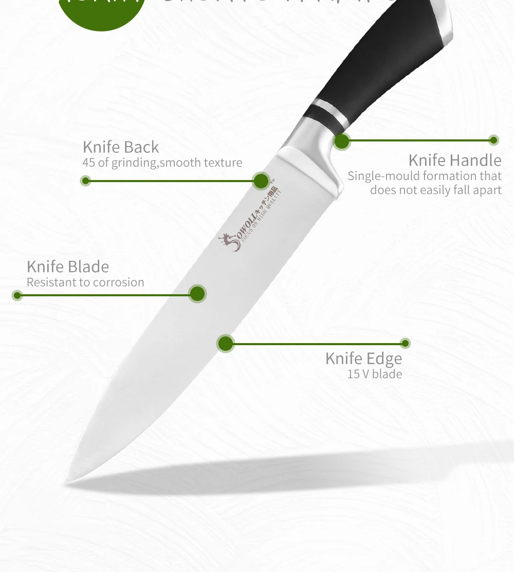 Sowoll кухонный нож из нержавеющей стали шеф-повара для нарезки хлеба Santoku разделочный обвалочный нож в японском стиле инструмент для приготовления пищи