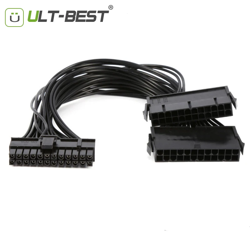 ULT-Best блок питания ATX 24 Pin двойной PSU Питание удлинитель Кабель добычи для