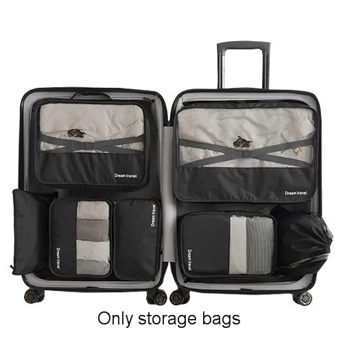 Black Travel Bag Дорожный костюм чехол сумка для хранения шкаф Органайзер кабель провод сумка косметический набор Чехол Нижнее белье обувь на молнии сумка багаж аксессуары - Цвет: Black Travel Bag