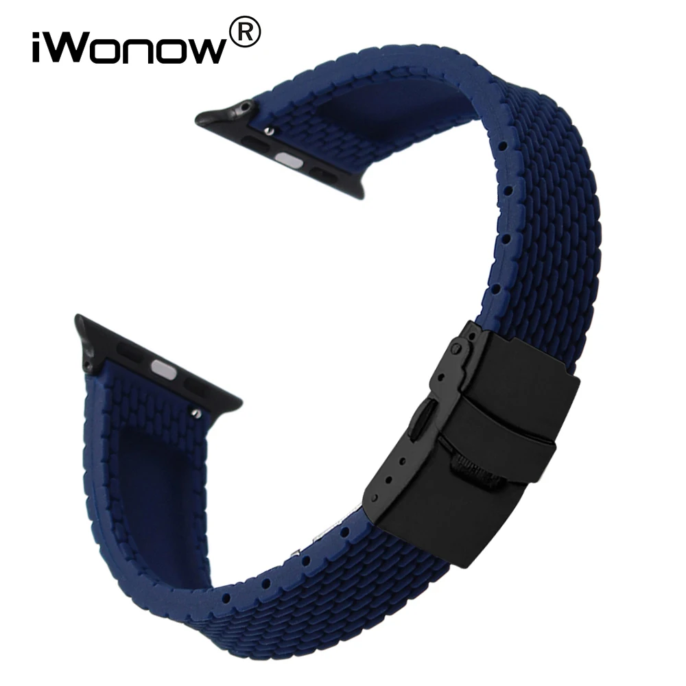 

Silicone Rubber Watchband for iWatch Apple Watch SE Series 8 7 SE 6 5 4 3 2 1 38/40/41/42/44/45/49mm Band Safety Buckle Strap