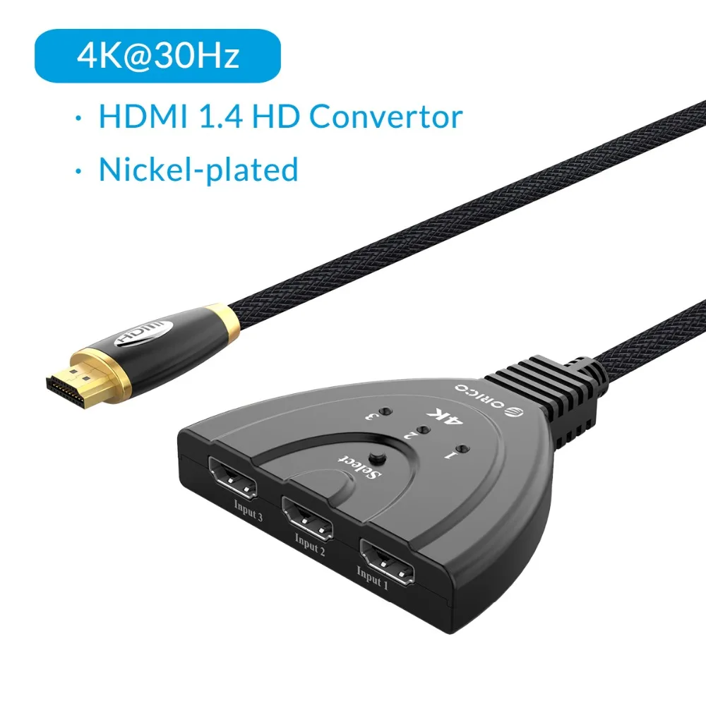 ORICO 3 порта Переходник HDMI разветвитель Кабель 4K60Hz 30Hz HDMI2.0 1,4 переключатель 3 в 1 выход порт HDMI кабель для ноутбука Xbox tv PS3 PS4
