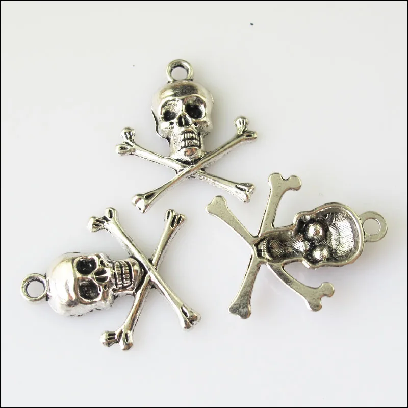 Новый 20 шт. Тибетский серебристый цвет Хэллоуин Подвески черепа 21x24mm|Шармы| |
