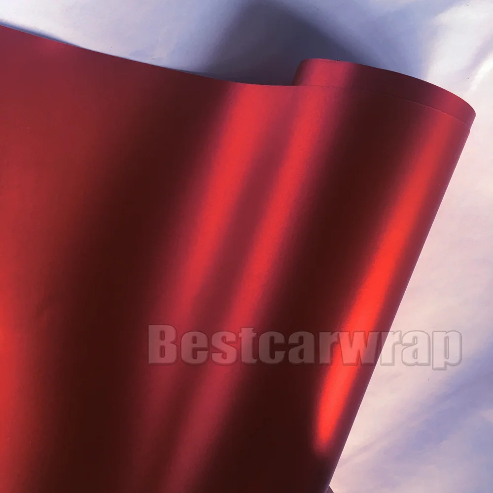 Красный матовый хром винил Обёрточная бумага автомобиля воздушных пузырьков