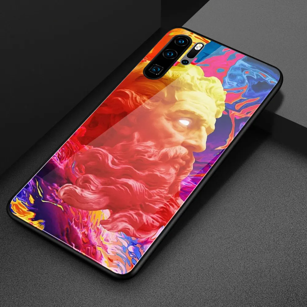 For case huawei p20 pro statue art Glass back cover p30 for Huawei P9 P10 Plus P20 P30 Pro lite | Мобильные телефоны и