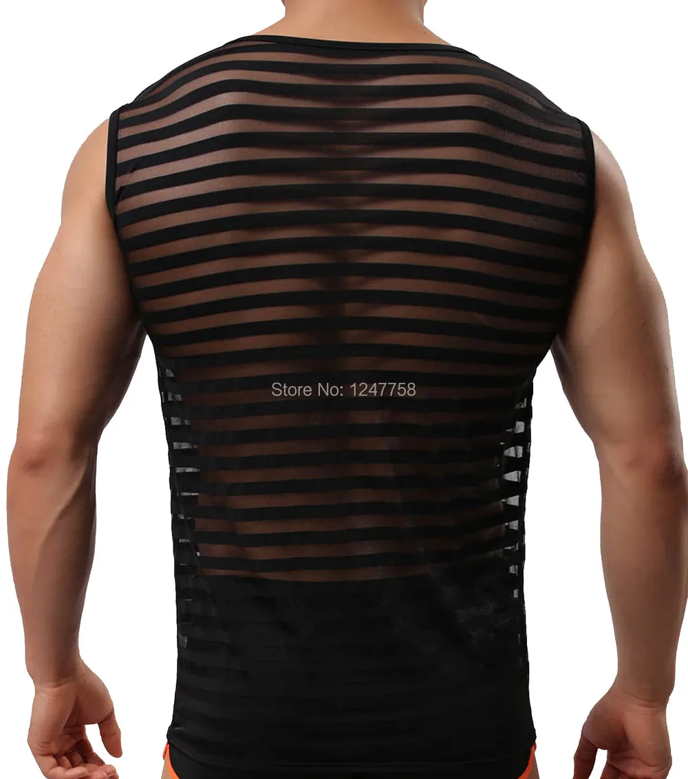 Сексуальное мужское нижнее белье в полоску одежда для геев сетчатые рубашки