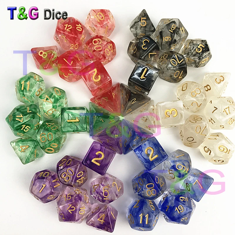 Фирменная Новинка кости полиэдральный Туманность 7 шт./компл. для D& d игровой и сумка ролевые игры подарок игрушки d4 d6 d8 d10 d12 d20