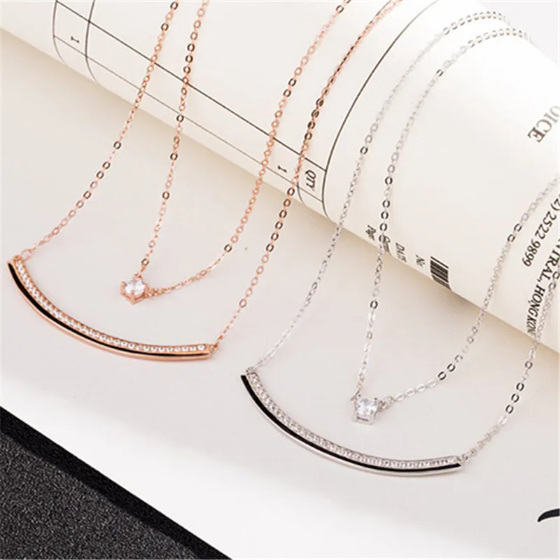 newest smile charm CZ stone pave jewelry layered personalized necklace silver 925 necklaces pendant as women accessories | Украшения и