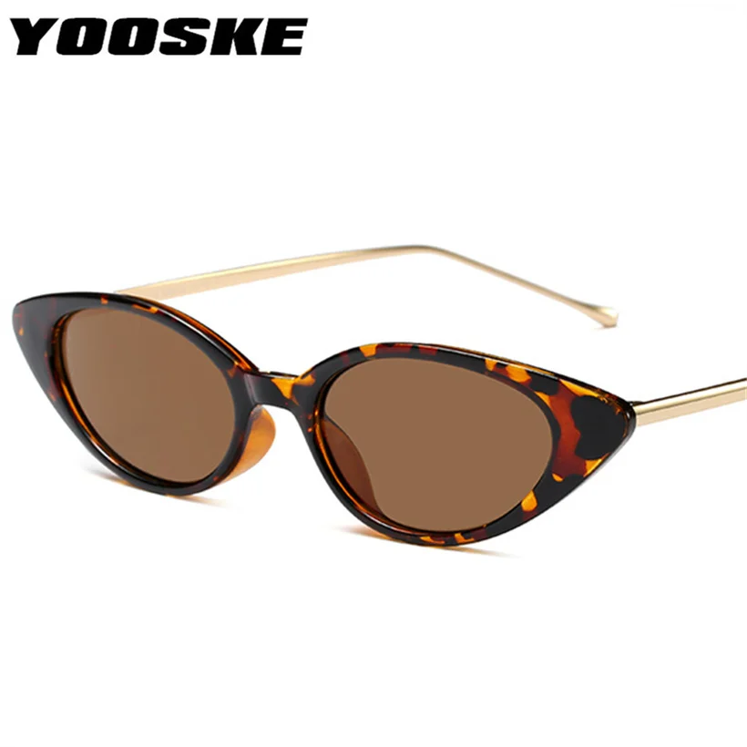 

YOOSKE Women Small Cat Eye Sunglasses Classic brand Designer Oval Metal Frame Sun Glasses For Female Male Shades