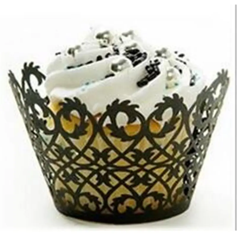 50 шт. черные кружевные обертки для кексов бумажные маффинов выпечки детского дня