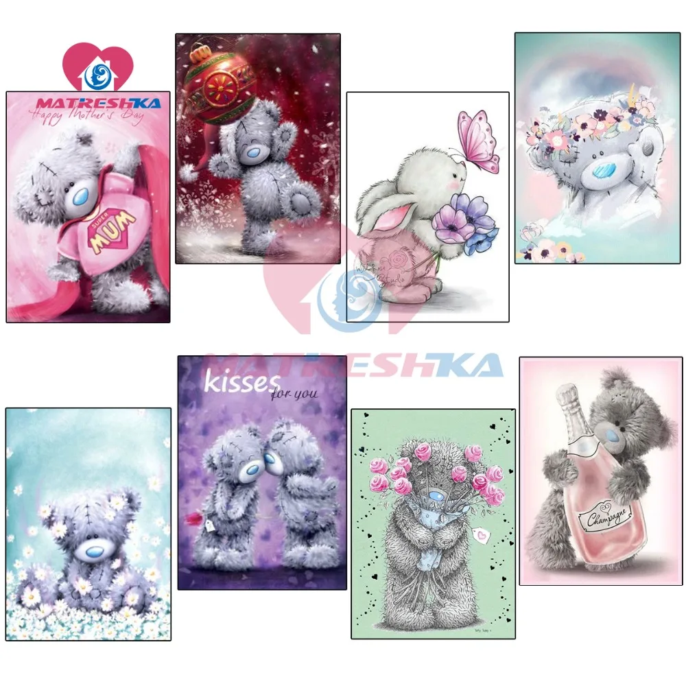 Алмазная вышивка мозаика Алмазный рисунок мультяшный медведь 5d diy алмазная