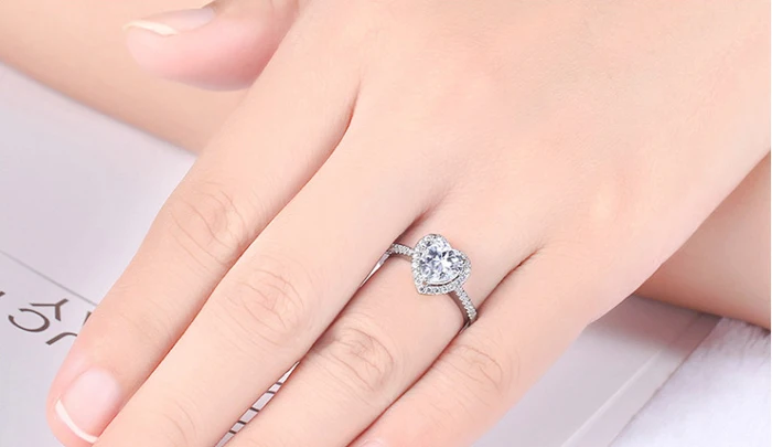 90% Off ! YINHED Romantic Heart CZ Diamant Engagement Ring 925 Sterling Silver Wedding Rings for Women Gift Promise ZR229 |