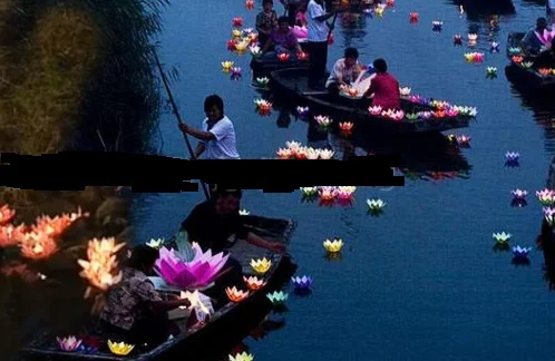 Водостойкая шелковая лампа в форме лотоса молитвенная желающая летающая