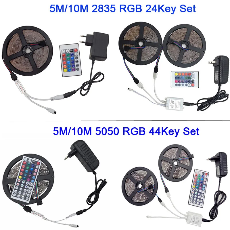 GBKOF SMD RGB Светодиодная лента 5050 2835 10 м 5 rgb светодиоды Диодная гибкий контроллер DC 12
