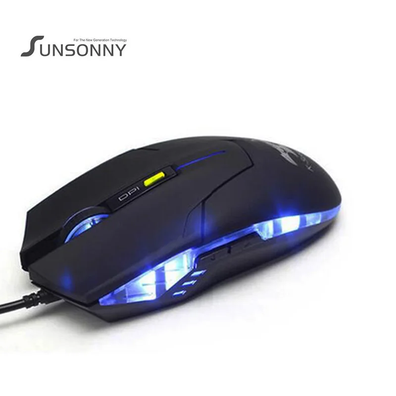 SUNSONNY новый фирменный стильный синий светильник 6D нескользящая проводная USB мышь