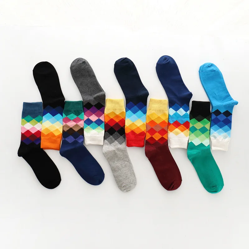 26 Colours crew cotton happy socks men/women british style casual harajuku designer brand fashion novelty art for couple funny | Женская