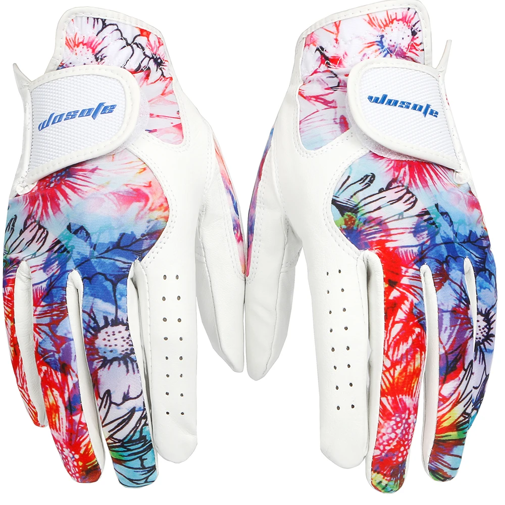 Ladies Golf Gloves Women Sheepskin A Pair Left And Right Breathable Colorful  Palm