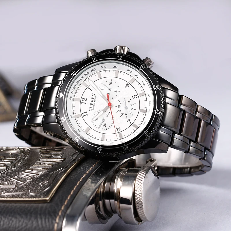 Мужские кварцевые часы с ремешком из натуральной кожи аналоговый дисплей датой